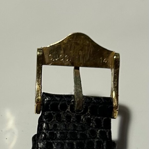 Womens Gucci Brown Gold-Plated Square Case 14 GG Buckle Leather Band Wristwatch - Picture 9 of 16